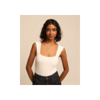 Body em Crepe com Decote Quadrado Branco