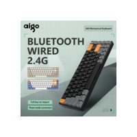 AIGO-A68 Teclado Mecânico Sem Fio Do Jogo, Bluetooth, Com Fio, Hot Swap, Interruptor Amarelo, PC Gamer, iPhone, Xiaomi Telefone