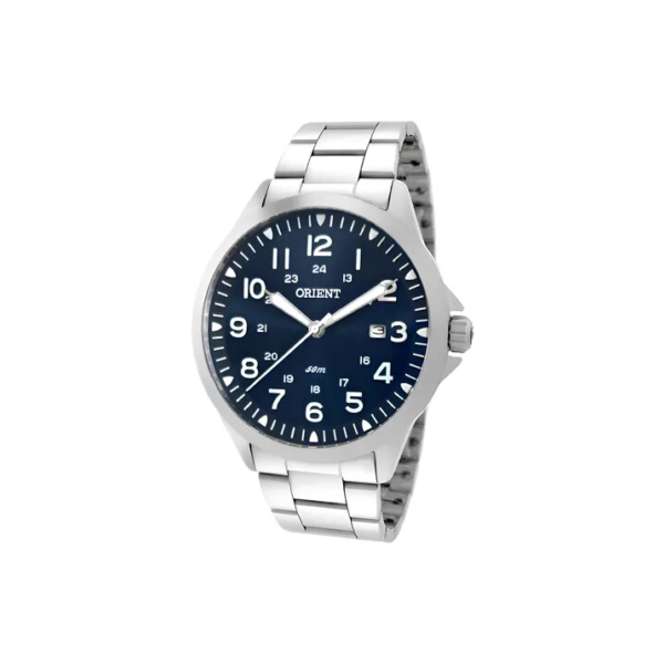 Relógio Orient Eternal MBSS1380 Cor Prateado com Fundo Azul