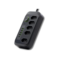 Extensão Elétrica Filtro de Linha Preto Tomada USB Bivolt 110V/220V Cabo 2M USB-C Régua de Energia