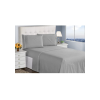 Jogo de Cama Casal Queen King Lençol Fronhas 400 Fios 4 Peças Ponto Palito Casa Dona (Queen, Prata)