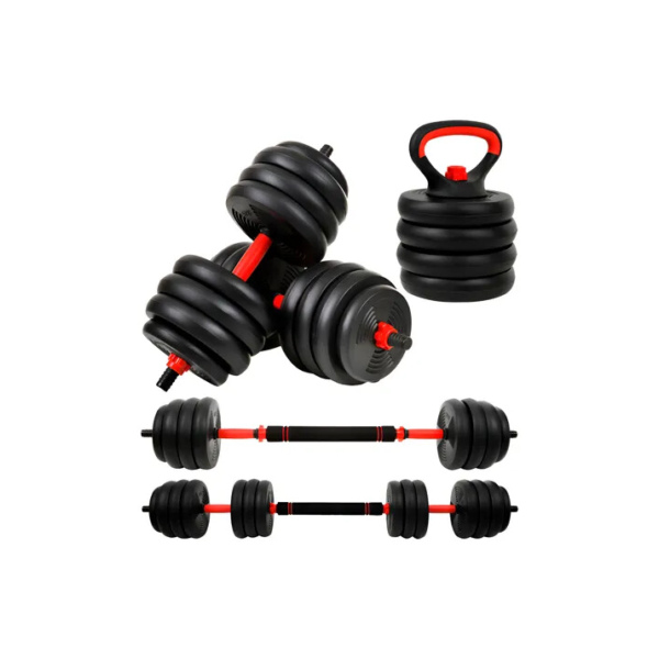 Kit De Halteres E Anilhas Ajustáveis Kettlebell Academia Fit Cor Preto