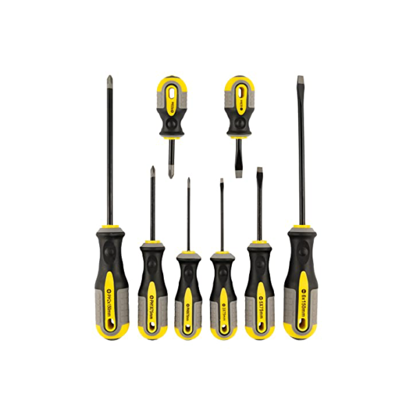 EDA Chaves De Fenda E Phillips Cromo Vanádio Eda Prateado Preto Amarelo/ Cinza 8 Peças