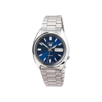 SEIKO 5 Relógio masculino de aço inoxidável com mostrador azul automático SNXS77, Azul/Esqueleto, 37 mm, Clássico