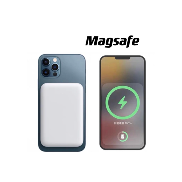Carregador Portátil Indução para iPhone/Android Magsafe Apple Sem fio Bateria Carga 5000mAh