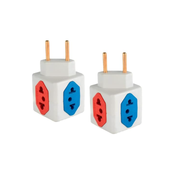 KIT Com 2 Adaptadores Benjamim Cubo 3D Com 3 Entradas de Tomada 10 Amperes E 1 Entrada de Tomada 20 Amperes CORES SORTIDAS Plug Padrão Novo 3 Pinos Resistente PREMIUM ONYK