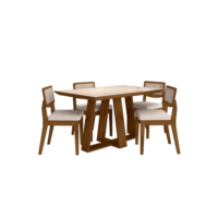 Conjunto Mesa Lins 4 Cadeiras Sextavada Freijó/off/bouclé Off -  M.a