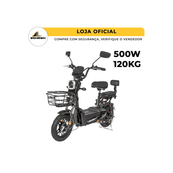 Bicicleta Elétrica WeHawk Prime 500W Mini Moto Elétrica sem Carteira Autonomia 40Km