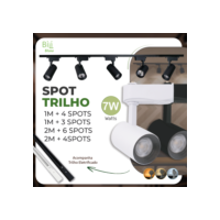 Trilho Spot LED para trilho eletrificado + Trilho + Conector Tubinho Preto e Branco 7W 360° | Bivolt