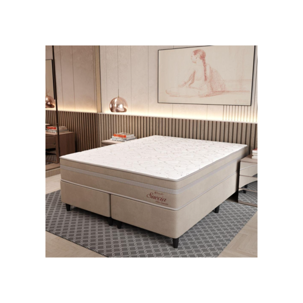 Cama Box Queen (158X198) D26 Creme Suecia Pocket Topazio Colchões