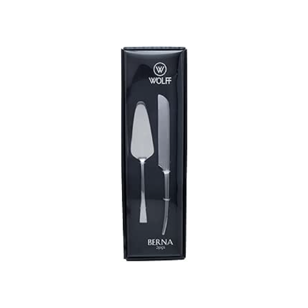 WOLFF - Conjunto 2 Peças para Bolo Berna Aço Inox - 1 Espátula 1 Faca