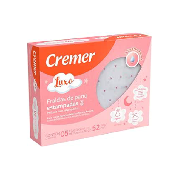Cremer Fralda Luxo Estampa Feminina Pc Com 5 Unidades