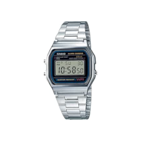 Casio Série A158WA | Relógio digital unissex | Vintage | WR | Cronômetro de 100 SEC | Alarme diário | Tempo regular: hora, minuto, segundo, PM, data, dia | Luz LED | Bateria de 7 anos