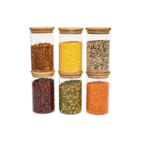 Conjunto De 6 Potes Herméticos De 600 Ml Com Tampa De Bambu Cor Marrom Oikos
