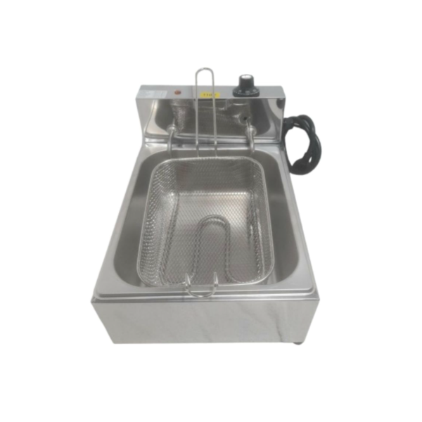 Fritadeira elétrica industrial 1 cuba 5 litros a óleo em inox.