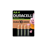 Pilha Recarregável AA Pequena DURACELL Com 4 Unidades