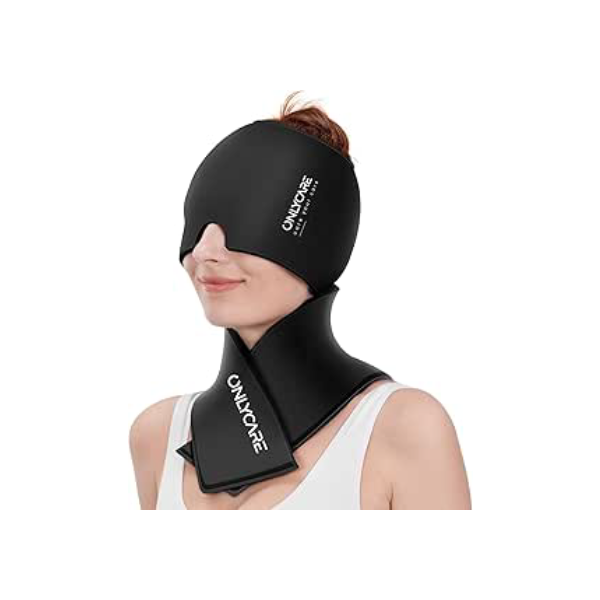 ONLYCARE Conjunto De Gel Para Envoltório De Gelo Para Pescoço E Touca De Alívio De Enxaqueca, Atualização De Touca Calmante Para Alívio De Dor De Cabeça E Bolsa Fria Para Ombros, Compressa Quente E