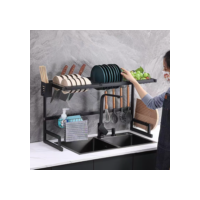 Cozinha Escorredor Rack Aço Inoxidável 65cm Ajustável Organizador Louça Preto Suspenso Modular Autossustentável Kitchen