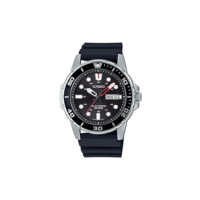Casio Pulseira masculina de resina de quartzo de aço inoxidável, preta, relógio casual 22 (modelo: MTP-S110-1AVCF), vermelho, Preto, Mergulhador