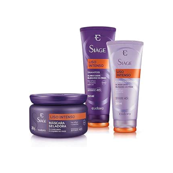 Eudora Kit Siàge Liso Intenso Shampoo + Condicionador + Máscara Capilar (Nova Versão)