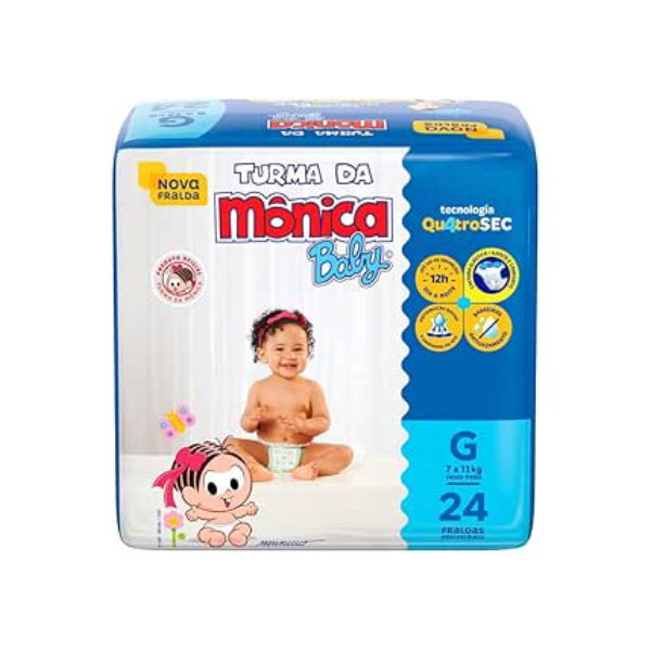 Fralda Turma da Mônica Baby Jumbo G 24 Unidades