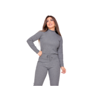 Conjunto Feminino de Frio Calça Jogger Mais Blusa Casaco Agasalho Cacharrel Gola Alta Inverno Promoção