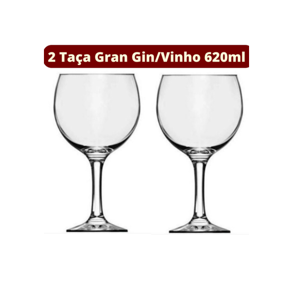 Conjunto 2 Pçs Taça De Vidro Premiere Gran Gin/Vinho 620 Ml (Envio Imediato) Kit 2 pçs
