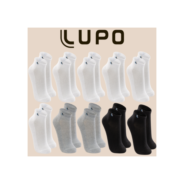 Kit De 10 Pares De Meias Lupo Sport Cano Curto Unissex Algodão Tamanho 33 ao 44