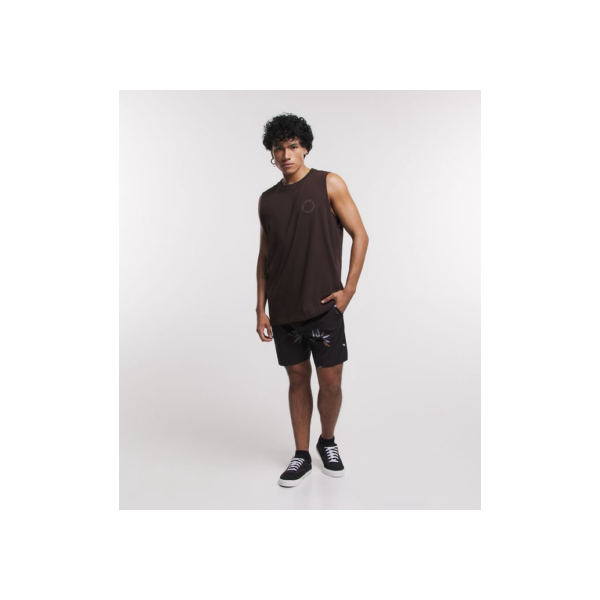 Bermuda Boardshort em Microfibra com Cordão e Estampa Floral Preto