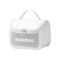Necessaire Feminina Transparente Viagem Bolsa Ideal para Cosméticos Maquiagem Higiene Pessoal Fechamento com Zíper Fácil Acesso Design Moderno Funcional Impermeável (Branco)