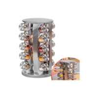 Porta Tempero Inox 20 Potes Suporte Giratório Rd+etiquetas