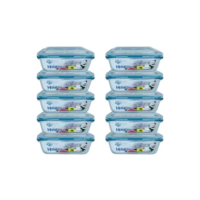 Kit 10 Pote Hermético De Vidro Retangular 640ml Quality House Azul-claro