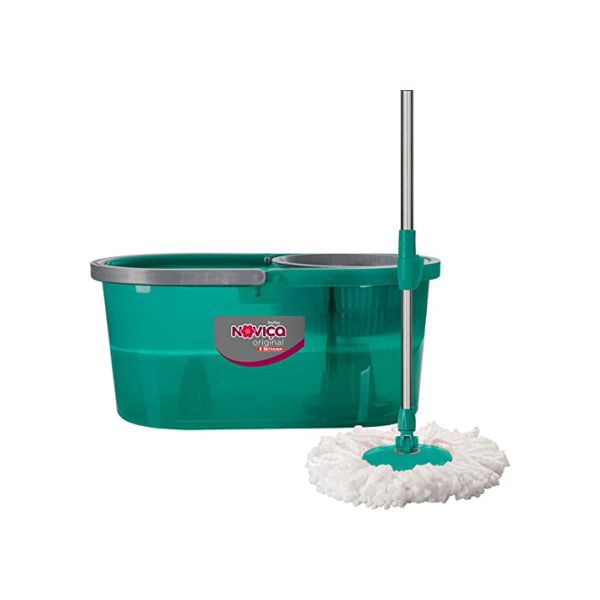Noviça - Mop Balde Original Lava e Seca de 13 Litros com Base Articulada, Esfregão de Microfibra e Sistema Antirespingo, Bettanin