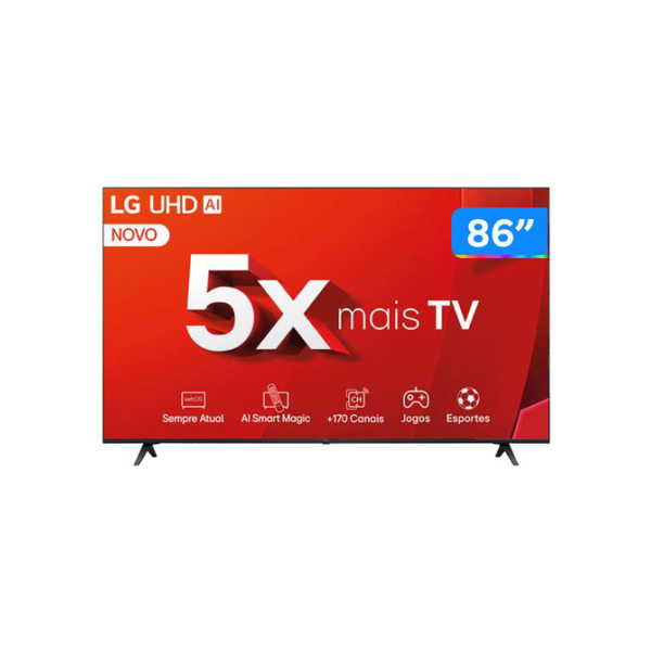 Smart TV 86" 4K LG Ultra HD 86UT8050 com Processador a5 Ger7 AI, Alexa/Chromecast integrado, Otimizador de Jogos, webOS 24 e Controle Smart Magic