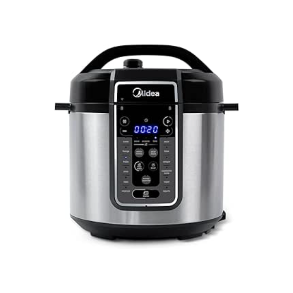 Midea Panela de Pressão Elétrica 6L com 12 receitas pré-programadas, 3 níveis de pressão e display digital, silenciosa e segura com 10 recursos de segurança, 127V