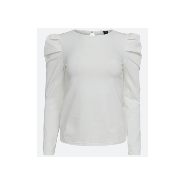 Blusa em Cotton com Manga Bufante Branco Neve