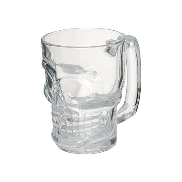 Mimo Style Caneca de Chopp em Formato de Caveira, Vidro Transparente 350 ml. Clássica, Moderna e Durável. Ideal Para Chopp, Cerveja e Outros Tipos de Bebidas, Pode ir à Máquina de Lava-Louças