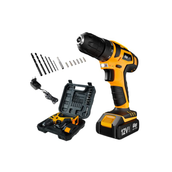 WAP Parafusadeira e Furadeira à Bateria 12V BPF-12K3, Kit de 13 Acessórios e Maleta, Empunhadura Emborrachada, Bivolt