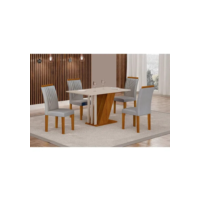 Conjunto Sala De Jantar Mesa Tampo Mdf/mdp Com 4 Cadeiras
