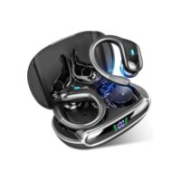 Fones de Ouvido Bluetooth Sem Fio, 60h de Reprodução com LED Display, Esportivos com Gancho, IPX5 à Prova d'Água, Graves Profundos, Compatível com iOS e Android, Preto