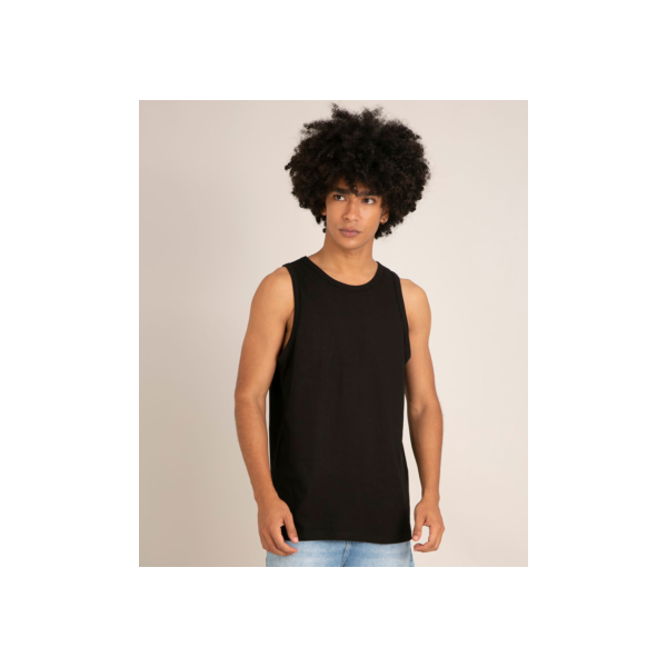 Regata Masculina Básica Gola Careca Preta