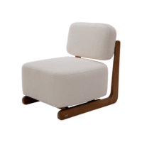 Poltrona Decorativa Orgânica Sala Living Pés Madeira Luiza L02 Bouclê Creme - Lyam Decor