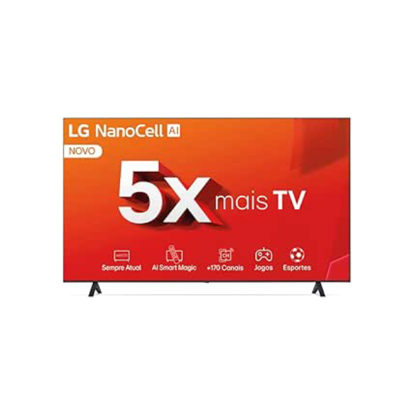 Smart TV 4K 55" LG NanoCell 55NANO80T Processador α5 Ger7 AI Hub de Esportes Alexa/Chromecast integrado webOS 24 Controle Smart Magic