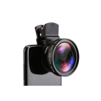 GS 2 Em 1 Kit Clip De Lente Do Telefone Móvel Externo HD Macro 37mm 49UV 0.45x Super Grande Angular 12.5x Da Câmera