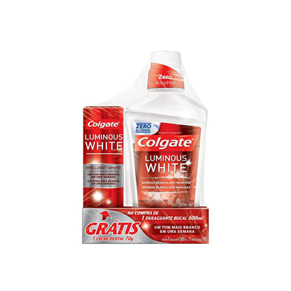 Colgate Enxaguante Bucal para Clareamento Luminous White 500ml Promo 1 Creme Dental