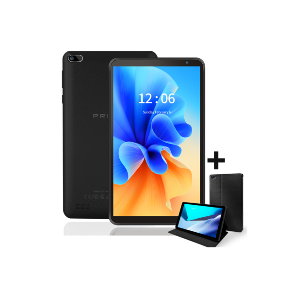 PRITOM 7 polegadas Tablet PC 32 GB Android 11 com processador Quad Core HD IPS Display Dual Camera WiFi com estojo protetor PU