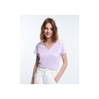 Blusa Básica em Algodão com Bolsinho Frontal Lilás