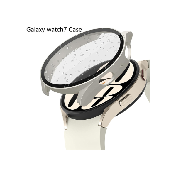 Capa protetora de tela para samsung galaxy watch 7 6 5 4 40mm 44mm, capa dura fosca + vidro temperado, capa protetora completa
