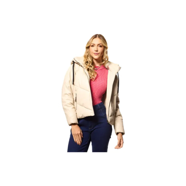 Jaqueta Feminina Acolchoada Capuz Bolsos Facinelli