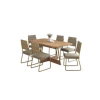 Conjunto Sala De Jantar 6 Cadeiras Charlotte Carraro Dourado